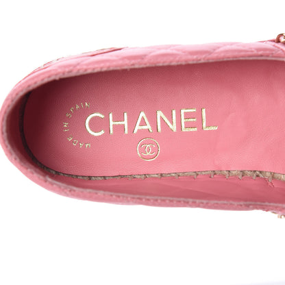 Chanel Lambskin Quilted CC Chain Espadrilles 36 Pink Red 9 of 12