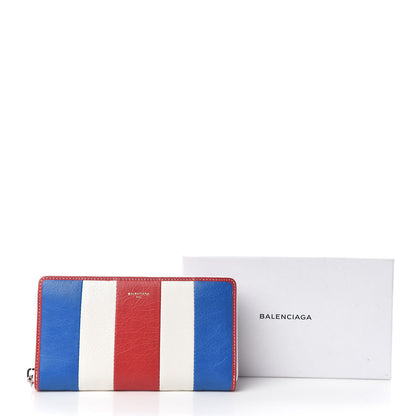 Balenciaga Agneau Arena Multicolore Bazar Continental Zip Around Wallet Bleu White Rouge 10 of 10
