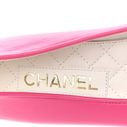 Chanel Lambskin Patent Calfskin Cap Toe Ankle Chain Ballerina Flats 38.5 Pink 7 of 8