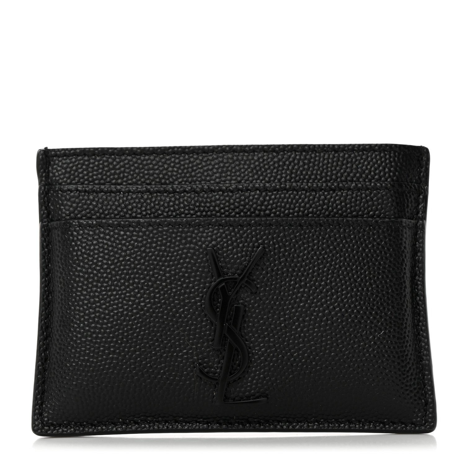 Saint Laurent Grain De Poudre Monogram Credit Card Case Black 1 of 8