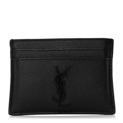 Saint Laurent Grain De Poudre Monogram Credit Card Case Black 1 of 8