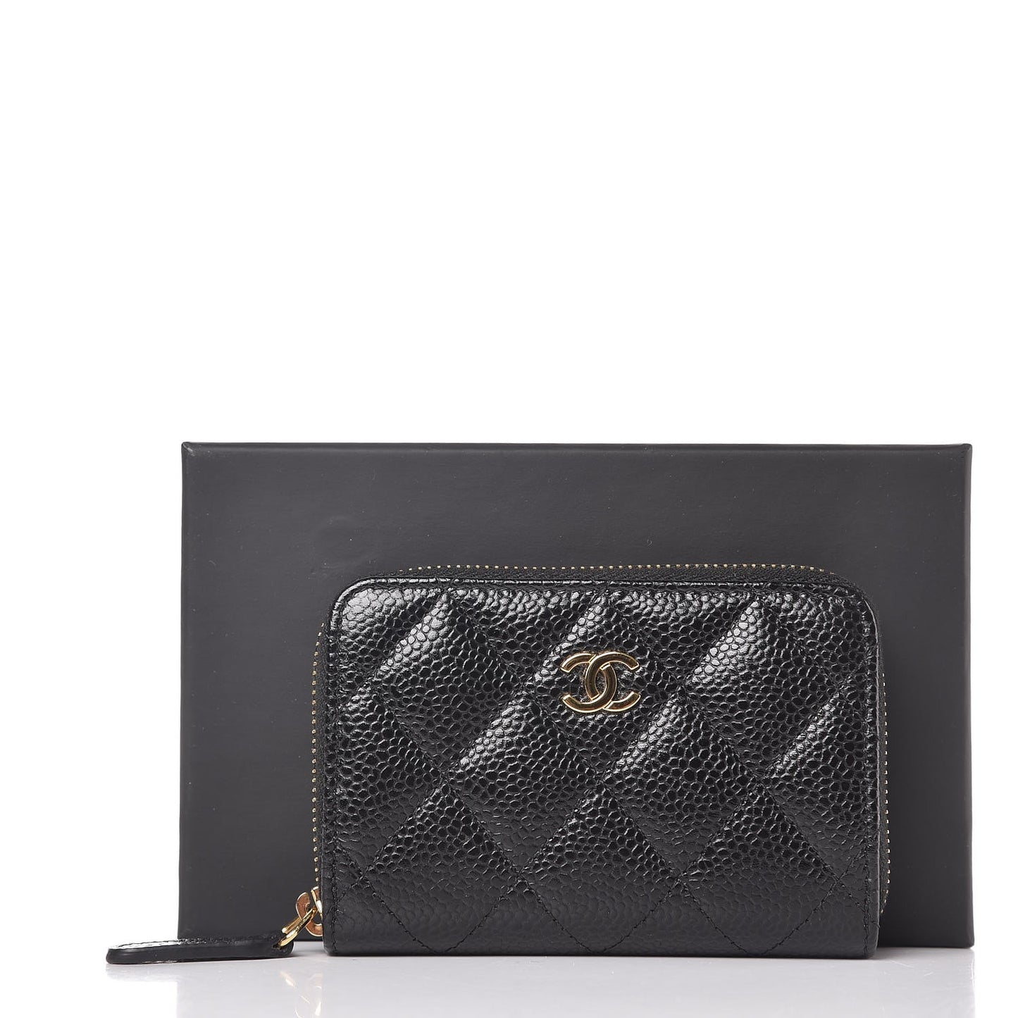 Caviar Quilted Zip Coin Purse Black