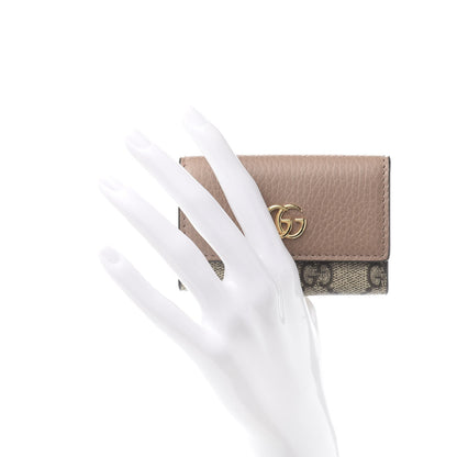 Gucci Dollar Calfskin GG Supreme Monogram GG Marmont 6 Key Holder Case Porcelain Rose Beige Ebony 2 of 8