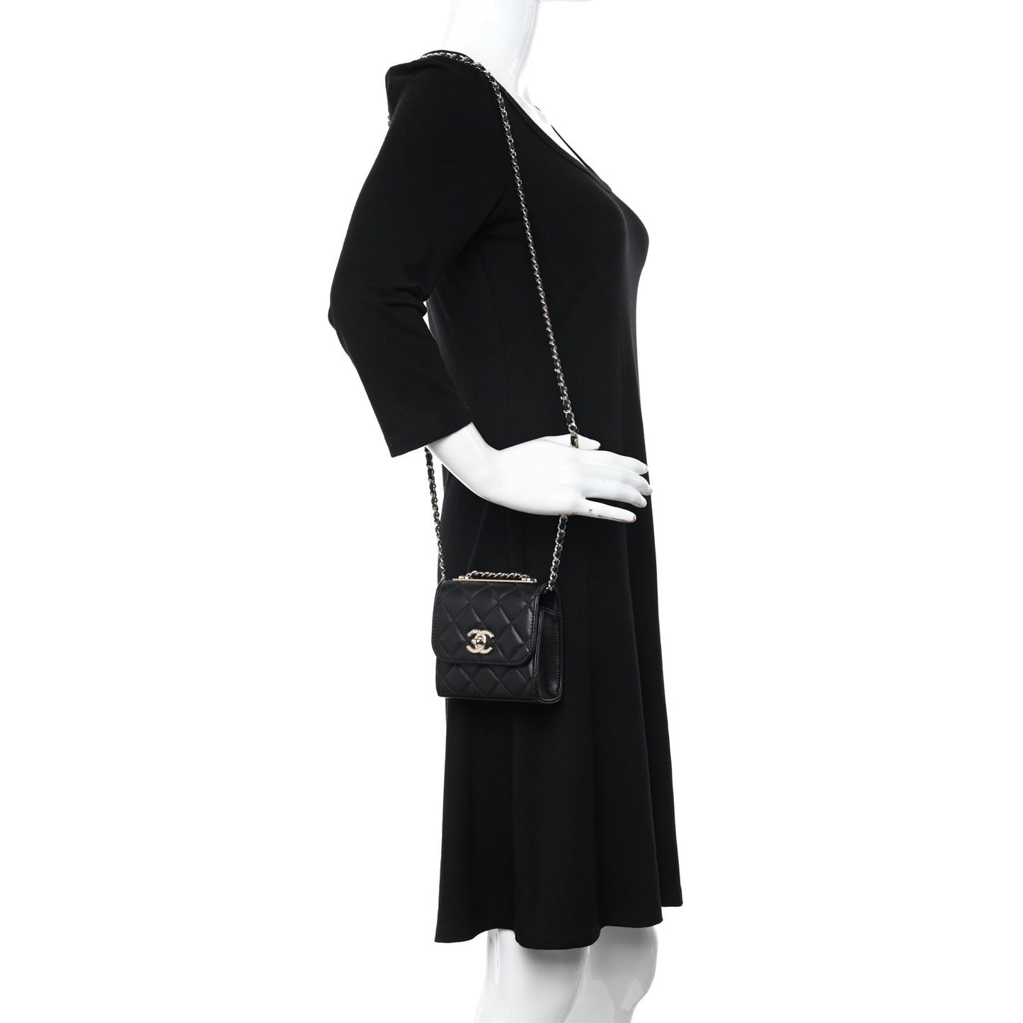 Lambskin Quilted Mini Trendy CC Chain Wallet Black