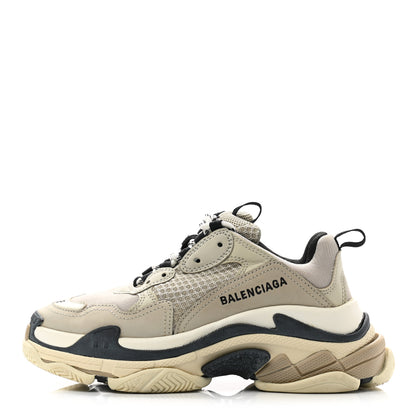 Balenciaga Fabric Mesh Womens Triple S Sneakers 36 Beige Black 1 of 9