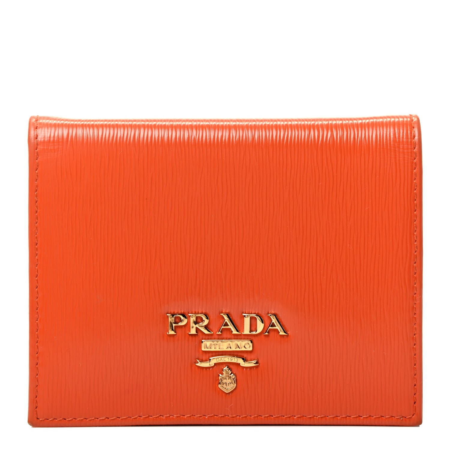 Prada Vitello Move Bi-Fold Card Holder Wallet Papaya 1 of 4