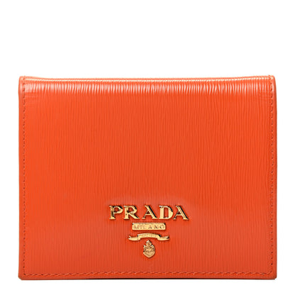 Prada Vitello Move Bi-Fold Card Holder Wallet Papaya 1 of 4