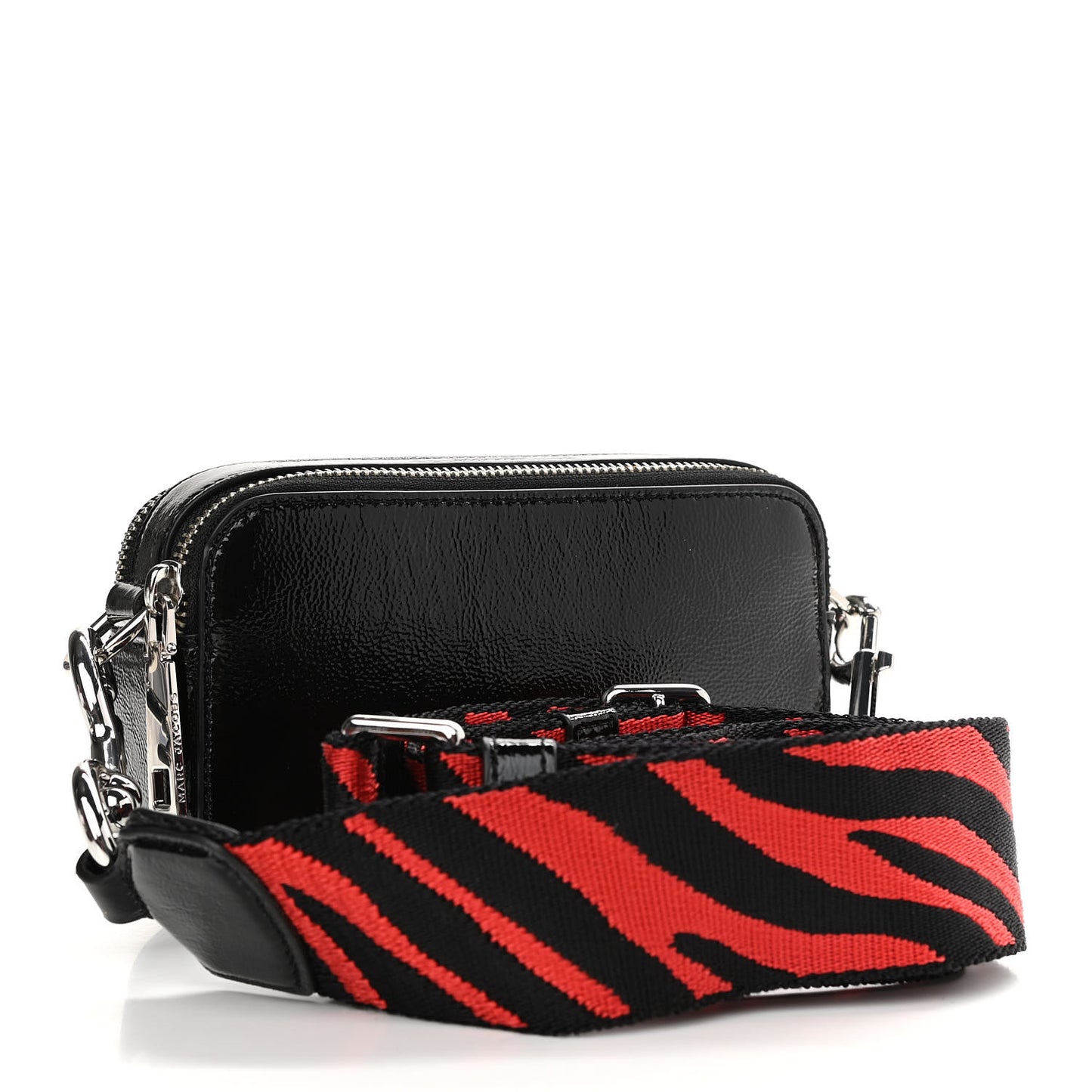 Patent Crystal Embellished Snapshot Camera Bag Black