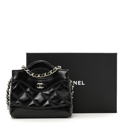 Chanel Shiny Lambskin Quilted Micro 31 Clutch With Chain Black 11 of 11