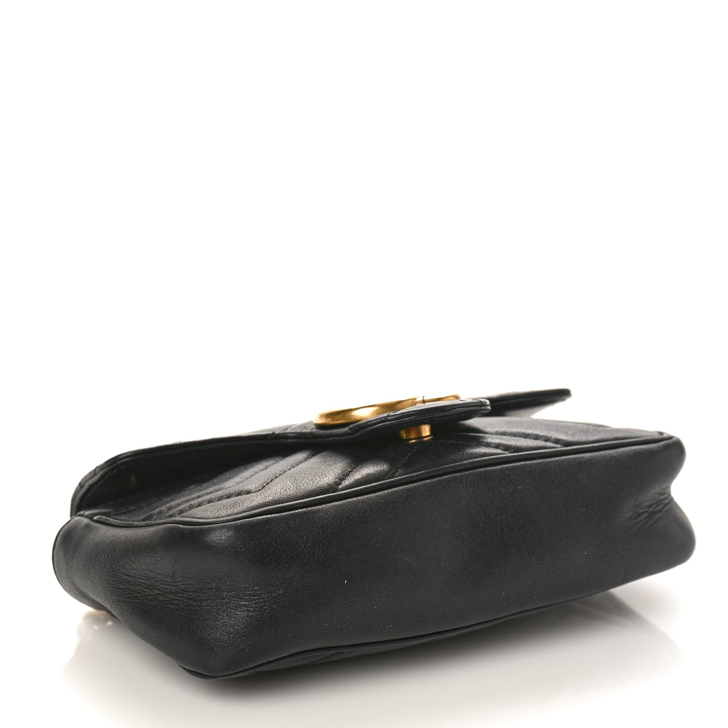 Calfskin Matelasse Super Mini GG Marmont Shoulder Bag Black
