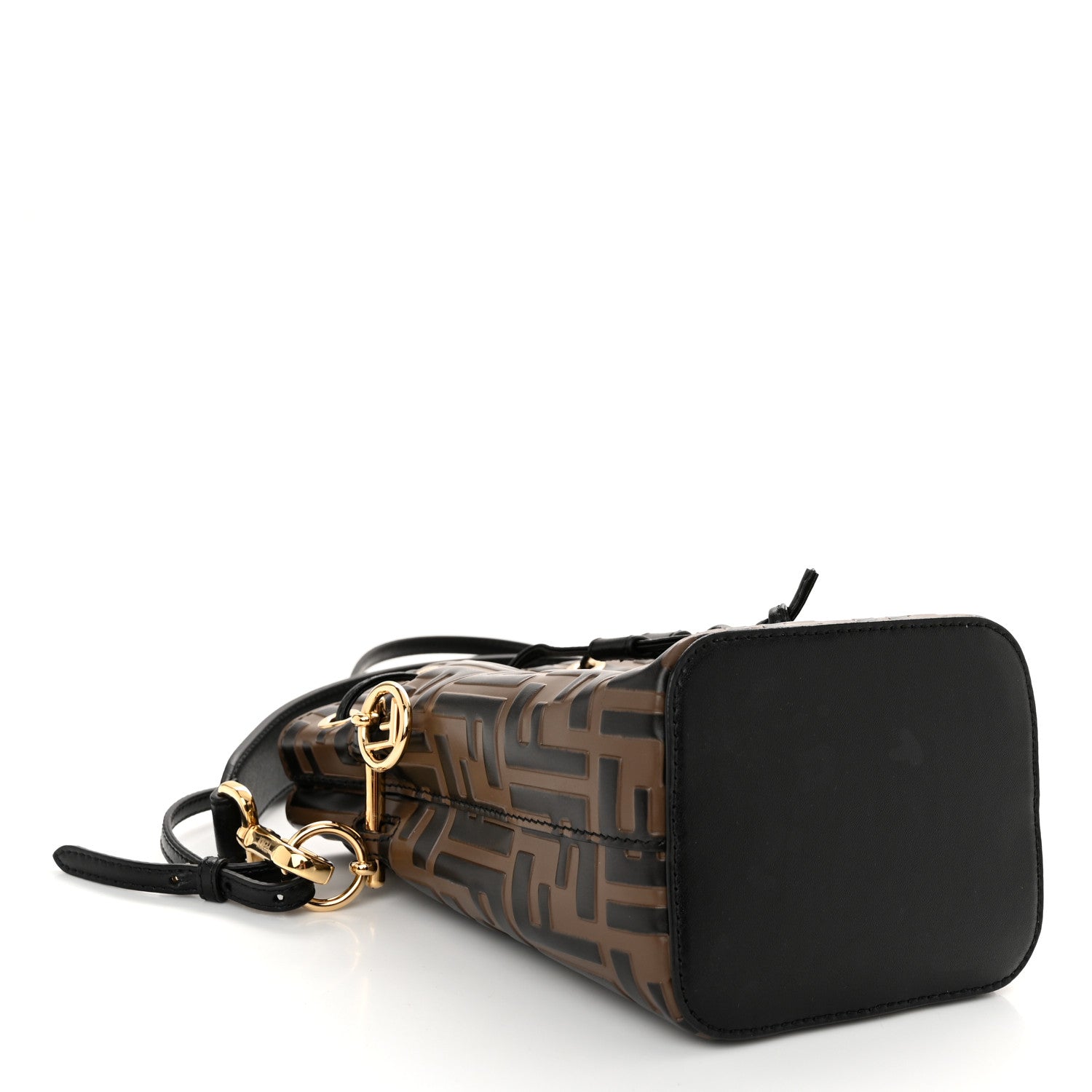 Fendi Vitello Liberty F is Fendi Bi-Color FF 1974 Embossed Mini Mon Tresor Bucket Bag Maya Black 4 of 9
