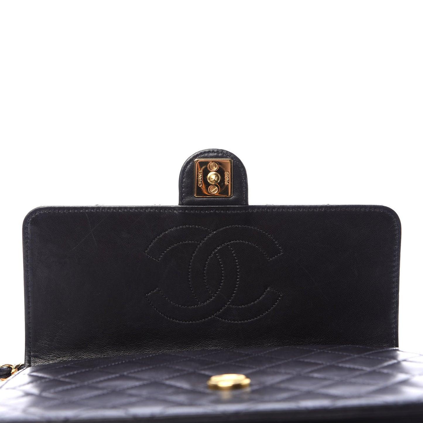 Lambskin Quilted Small Single Flap Black