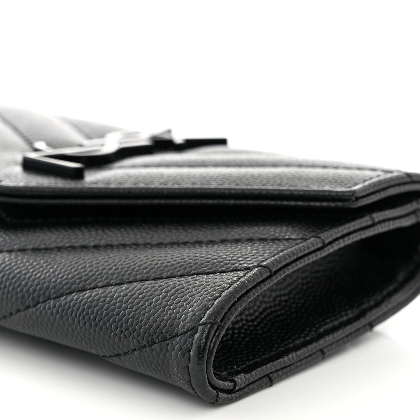 Grain De Poudre Matelasse Chevron Small Monochrome Monogram Envelope Wallet Black