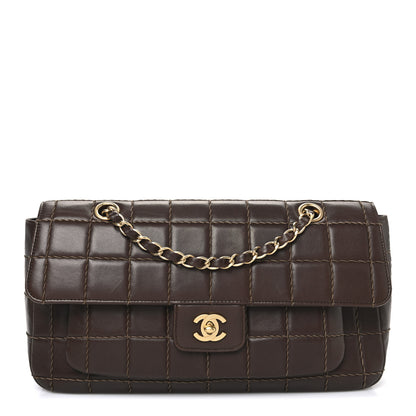 Chanel Lambskin Square Double Stitch Flap Dark Brown 1 of 11