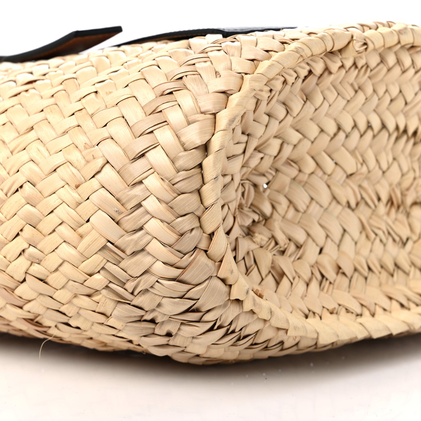 Raffia Small Basket Tote Bag Natural Tan Navy