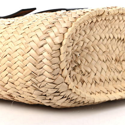 Loewe Raffia Small Basket Tote Bag Natural Tan Navy 7 of 9