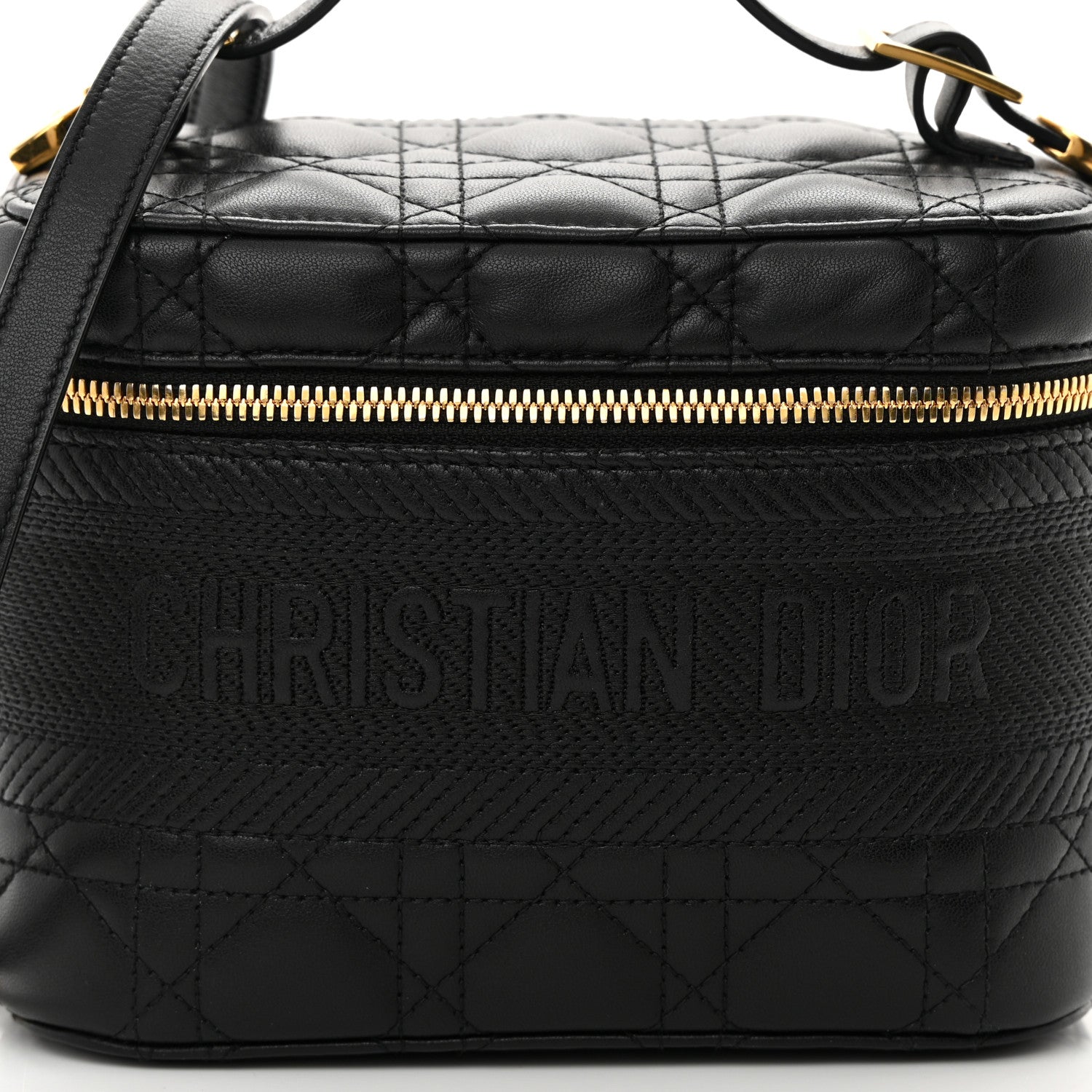Christian Dior Lambskin Cannage Small Diortravel Vanity Case Black 8 of 19