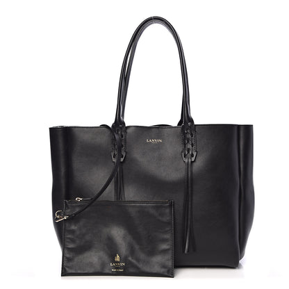 Lanvin Smooth Calfskin Small Fringe Shopper Tote Black 1 of 15