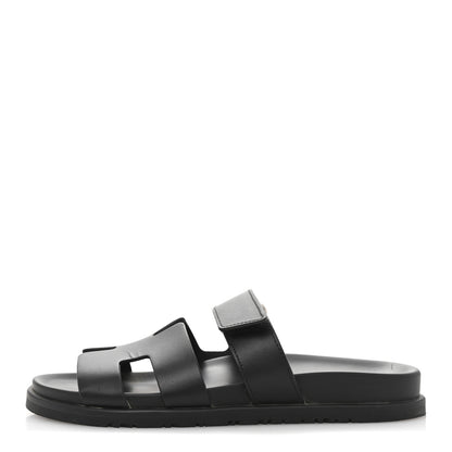 Hermes Calfskin Womens Chypre Sandals 38 Black 1 of 9