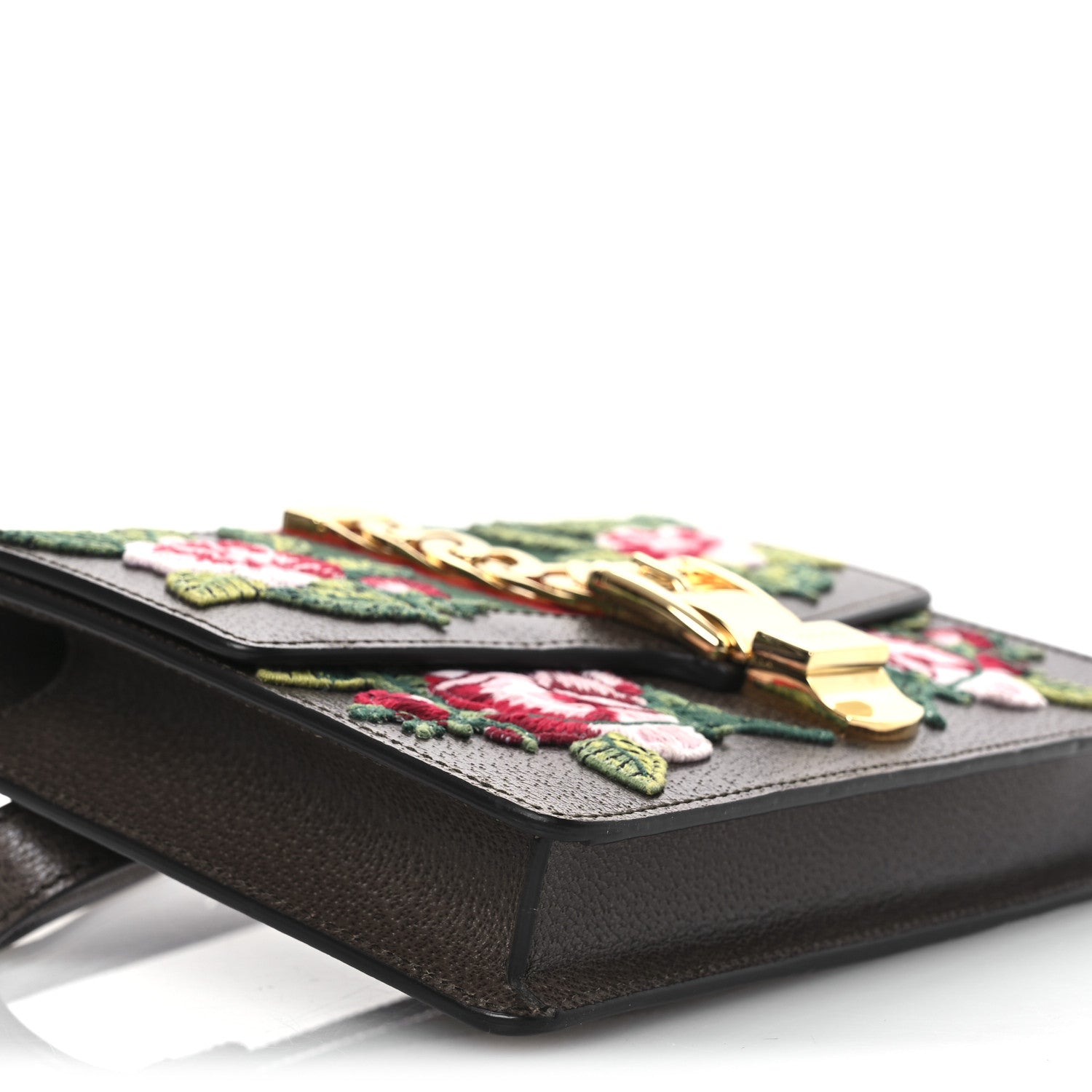 Gucci Calfskin Embroidered Sylvie Belt Bag 75 30 Brown 9 of 10