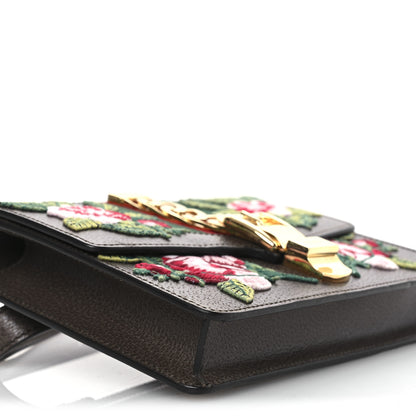 Gucci Calfskin Embroidered Sylvie Belt Bag 75 30 Brown 9 of 10