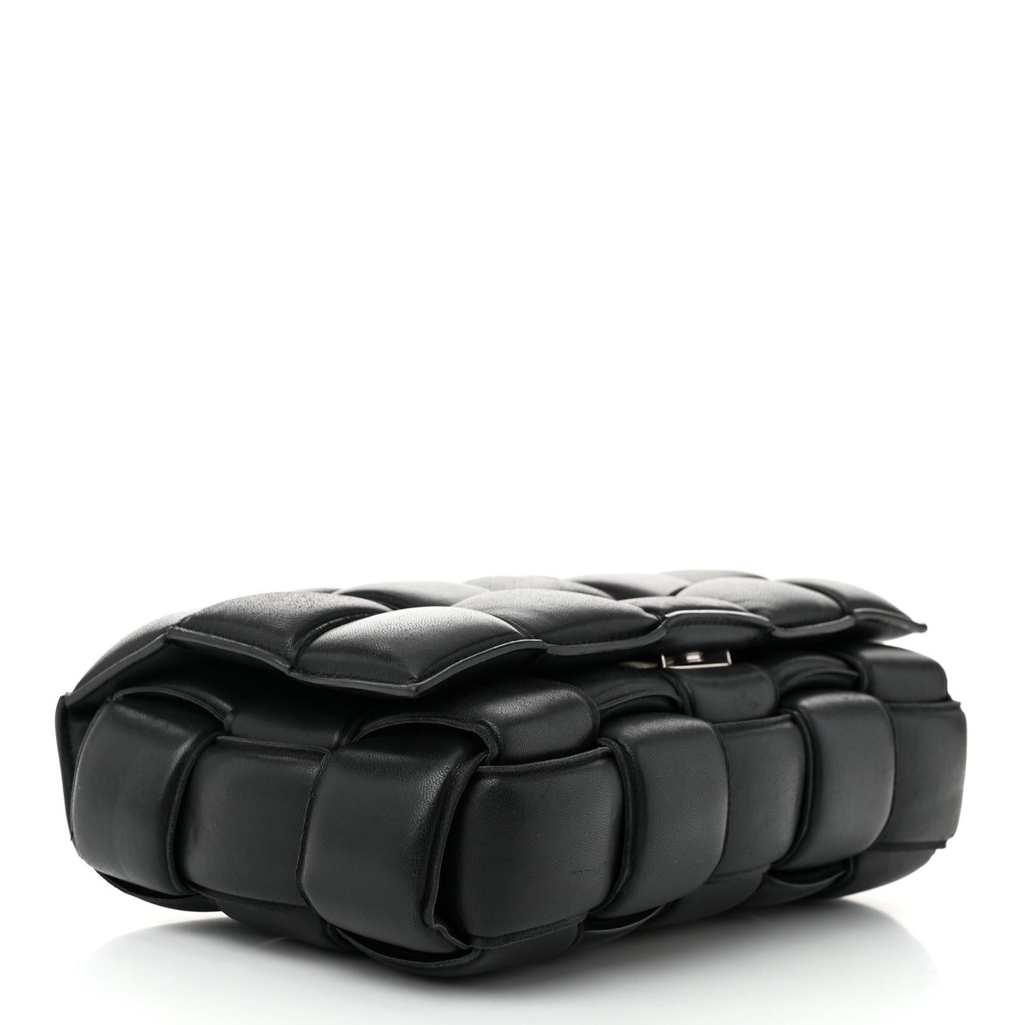 Nappa Maxi Intreccio Padded Cassette Crossbody Bag Black