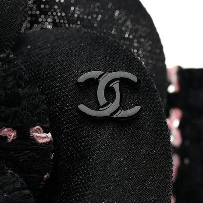 Chanel Tweed Camellia Pin Brooch Black Pink 3 of 3