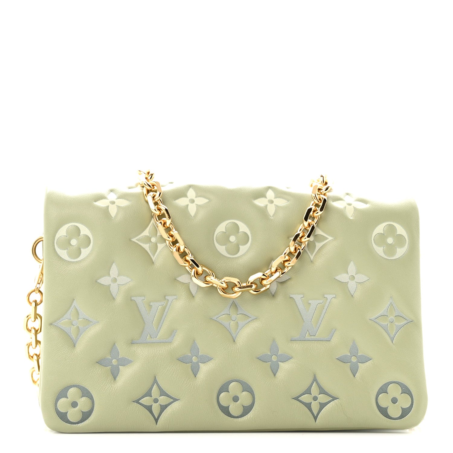 Louis Vuitton Lambskin Embossed Monogram Pochette Coussin Green 1 of 10
