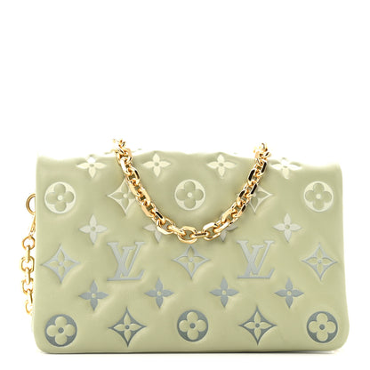 Louis Vuitton Lambskin Embossed Monogram Pochette Coussin Green 1 of 10