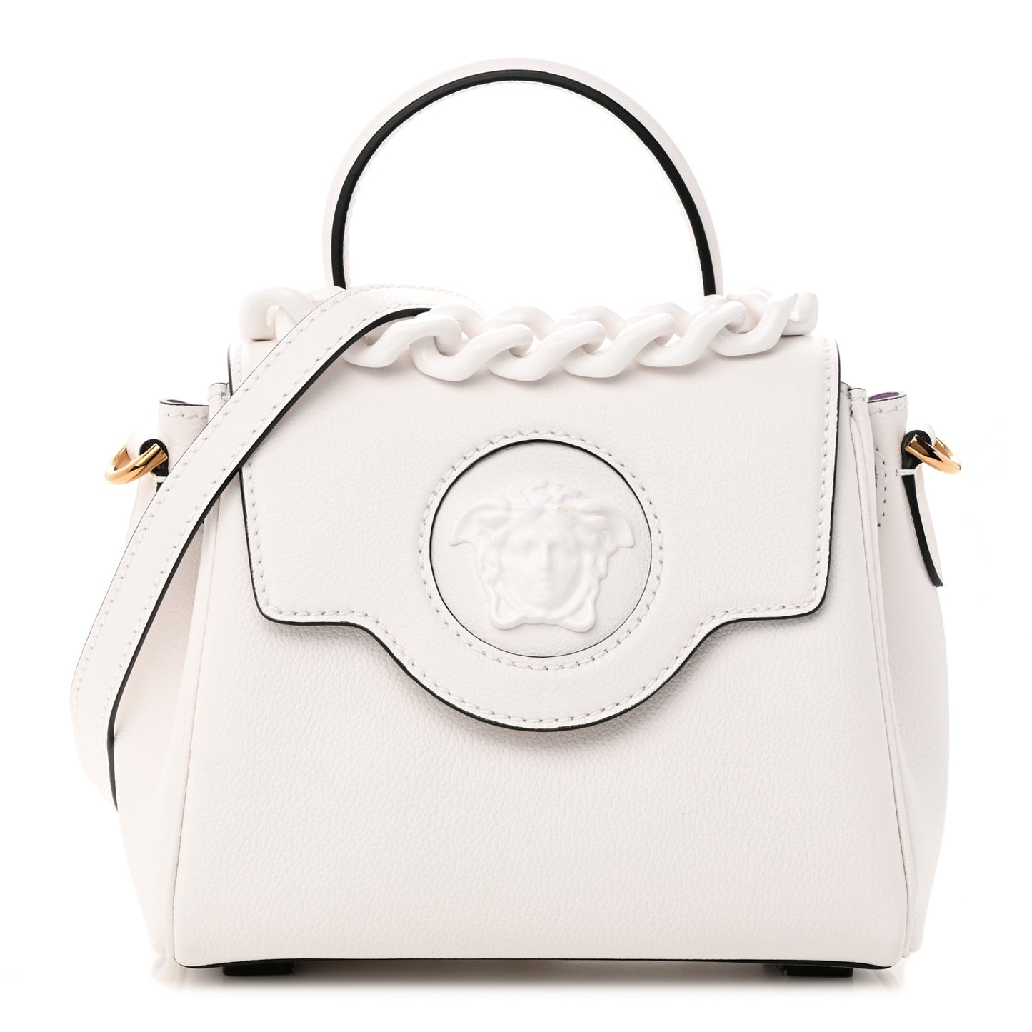 Calfskin Medium La Medusa Top Handle Handbag Optical White