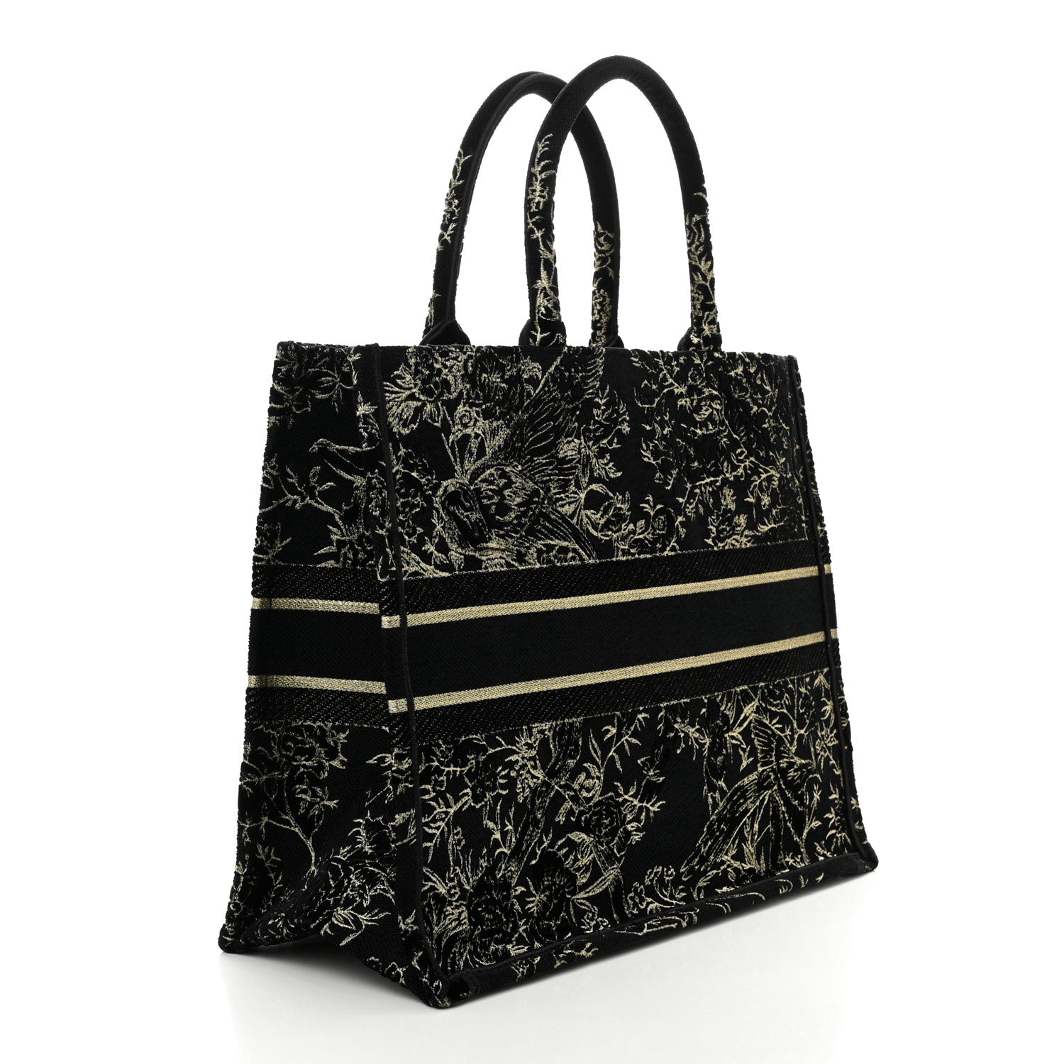 Christian Dior Velvet Jardin d'Hiver Embroidered Large Book Tote Black Gold 3 of 10