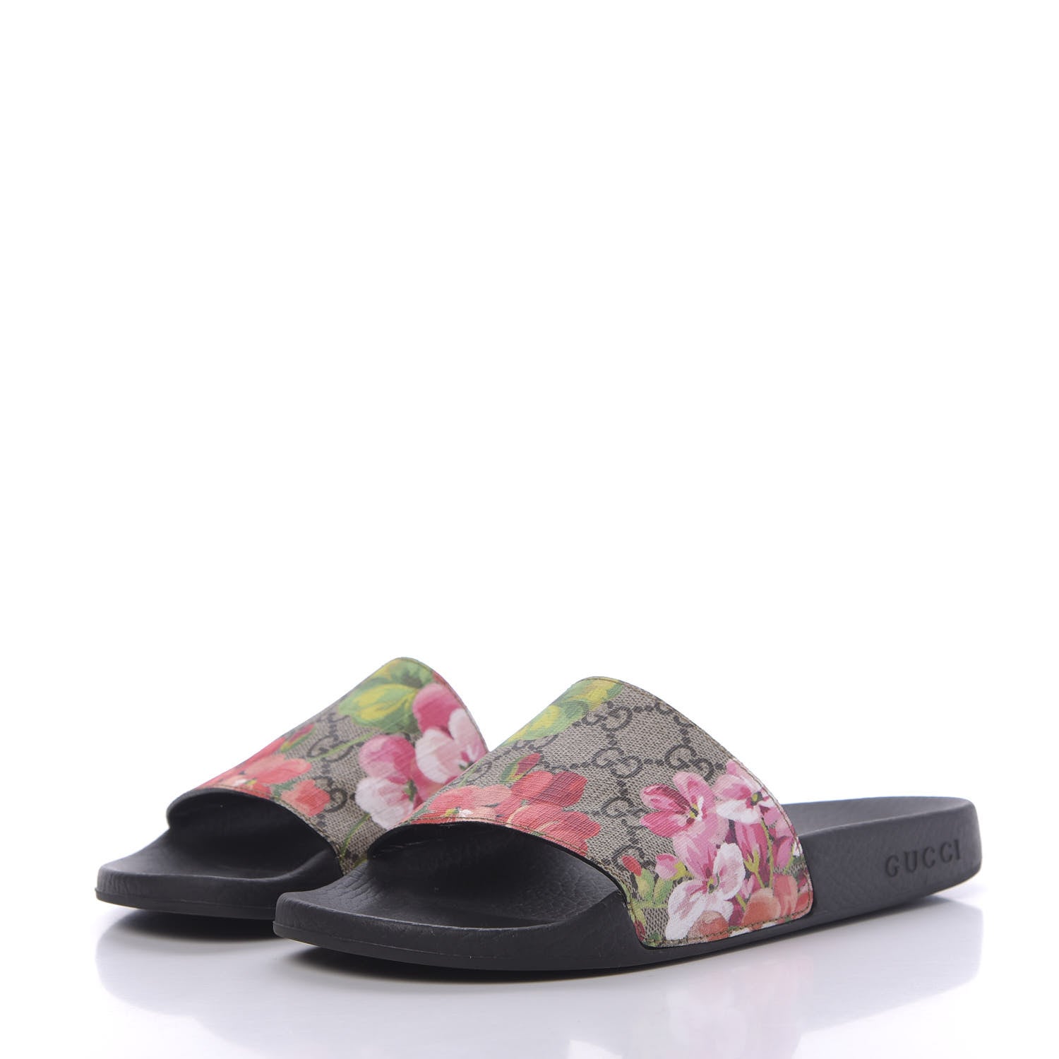 Gucci GG Supreme Monogram Blooms Slide Sandals 37 Beige Multicolor 3 of 8