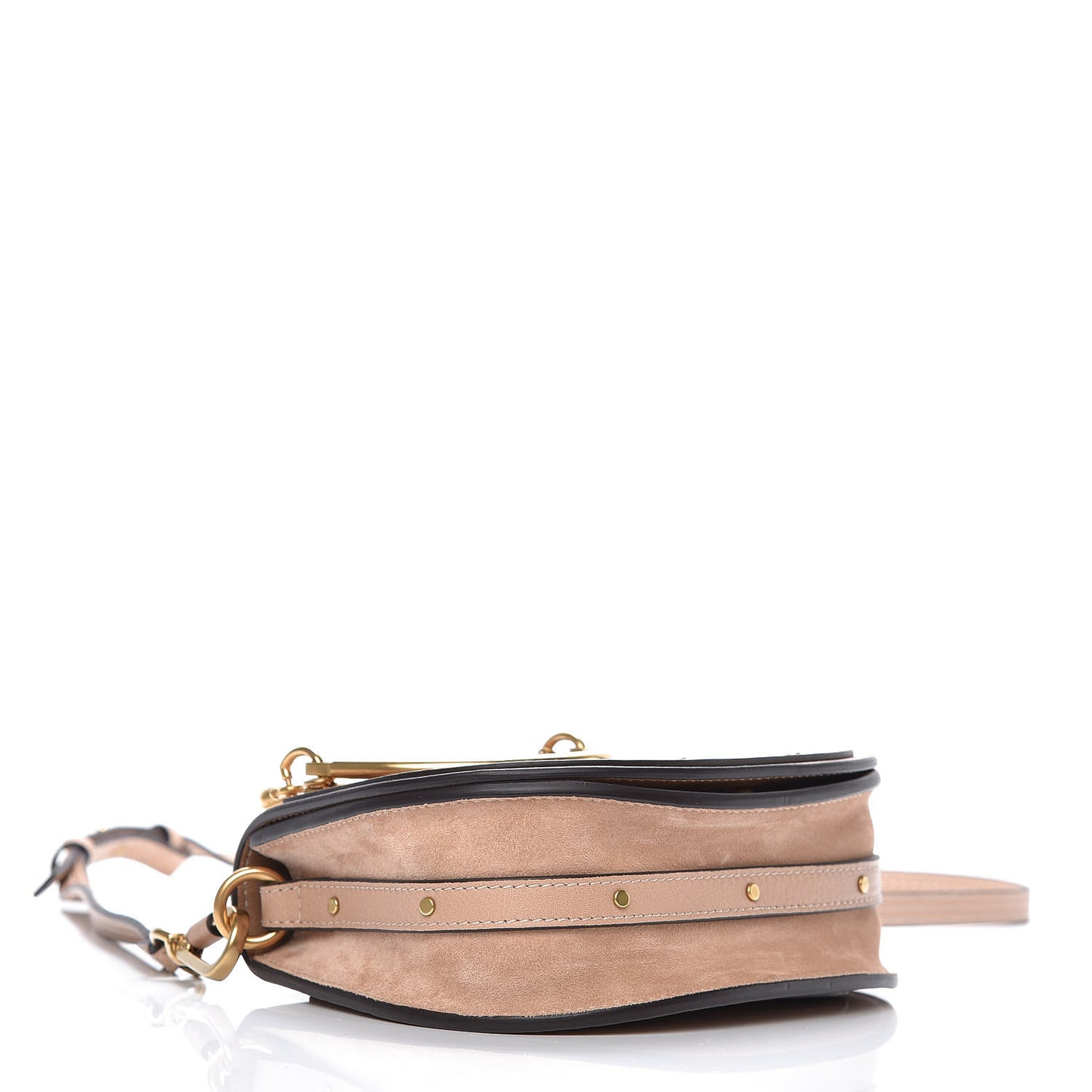 Calfskin Suede Small Nile Bracelet Bag Biscotti Beige