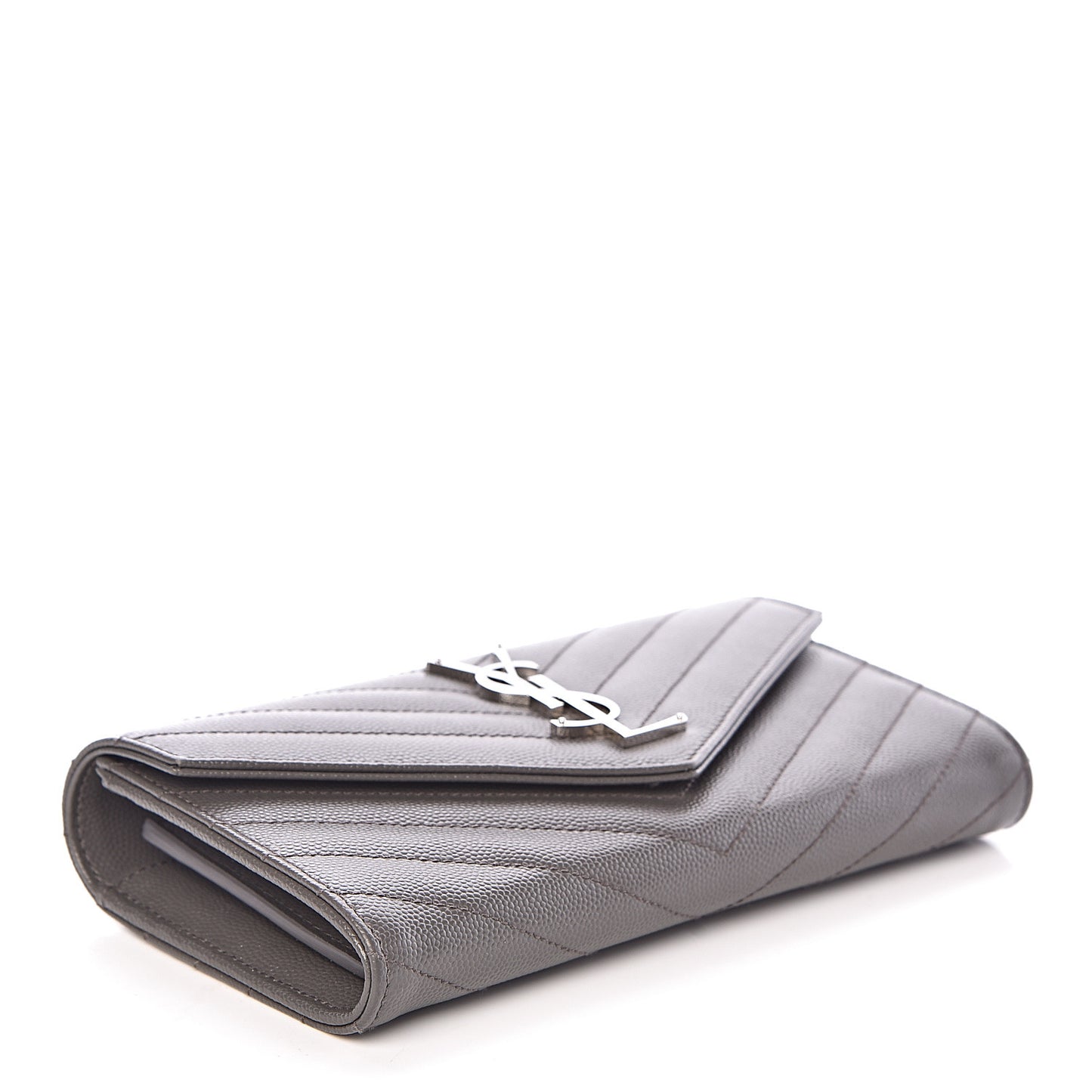 Grain De Poudre Matelasse Chevron Monogram Flap Wallet Fog