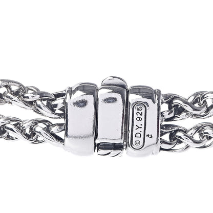David Yurman Sterling Silver Diamond Pearl Double Wheat Chain Pendant Necklace 6 of 6