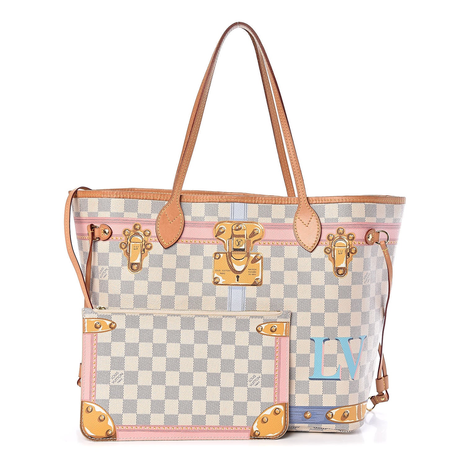 Louis Vuitton Damier Azur Summer Trunks Neo Neverfull MM 1 of 14