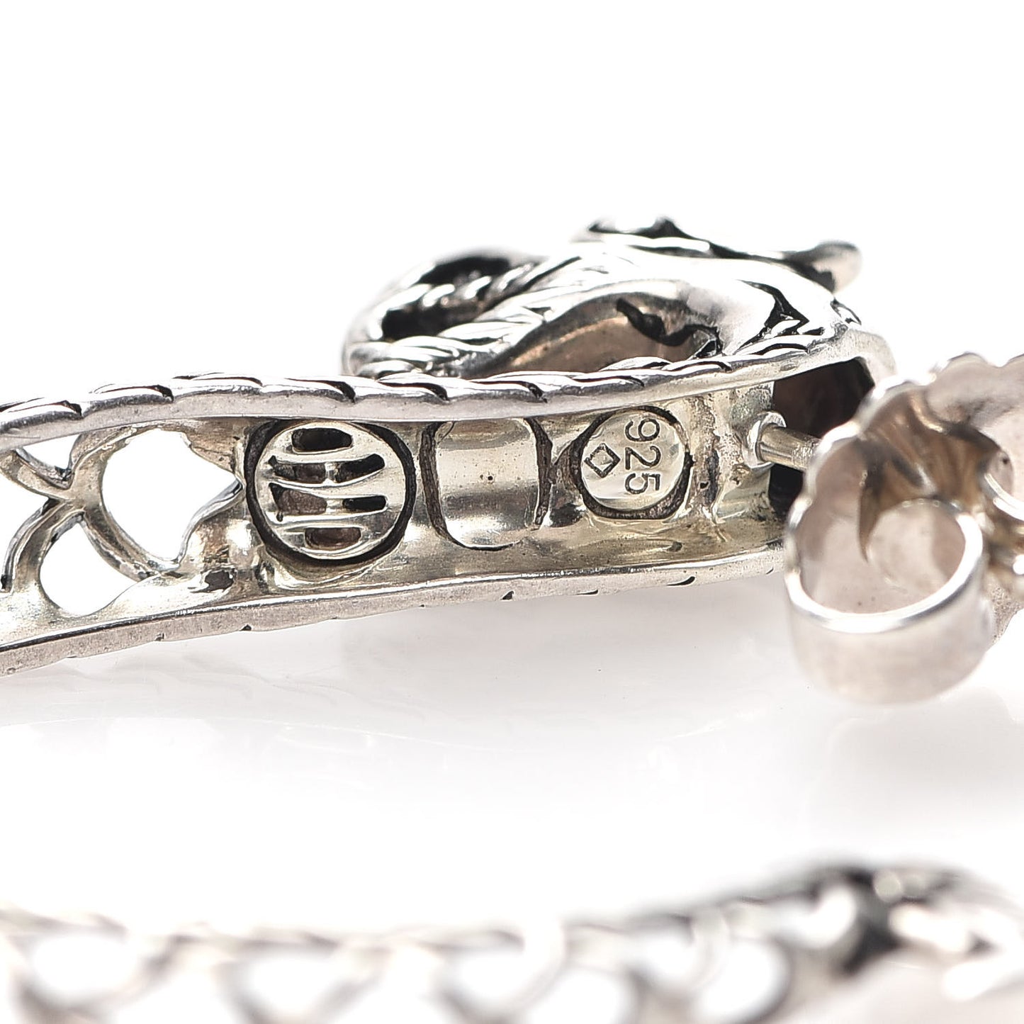 Sterling Silver Naga Dragon Hoop Earrings