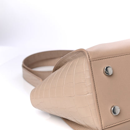 Saint Laurent Calfskin Crocodile Embossed Baby Monogram Downtown Cabas Dark Beige 9 of 14