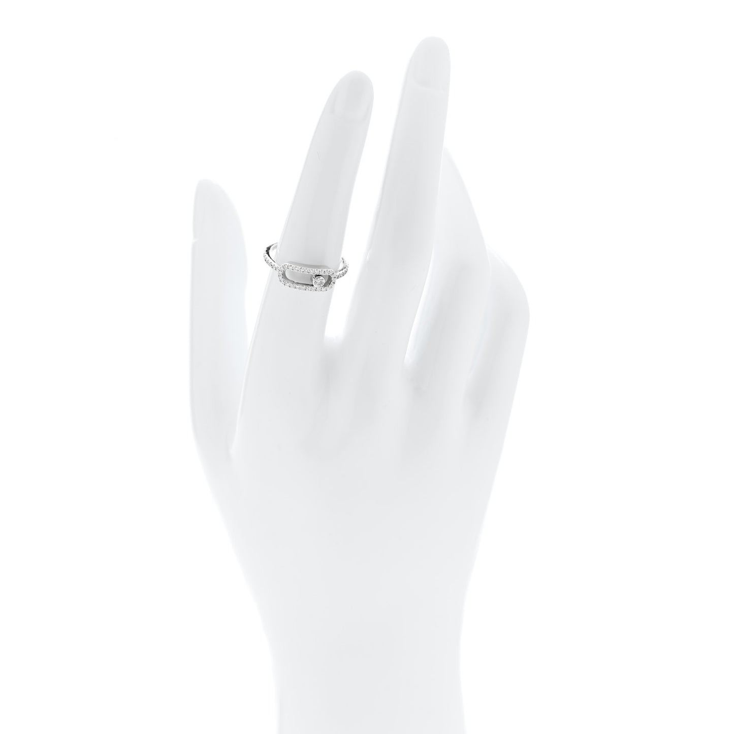 18K White Gold Diamond Move Uno Pave Ring 53 6.5
