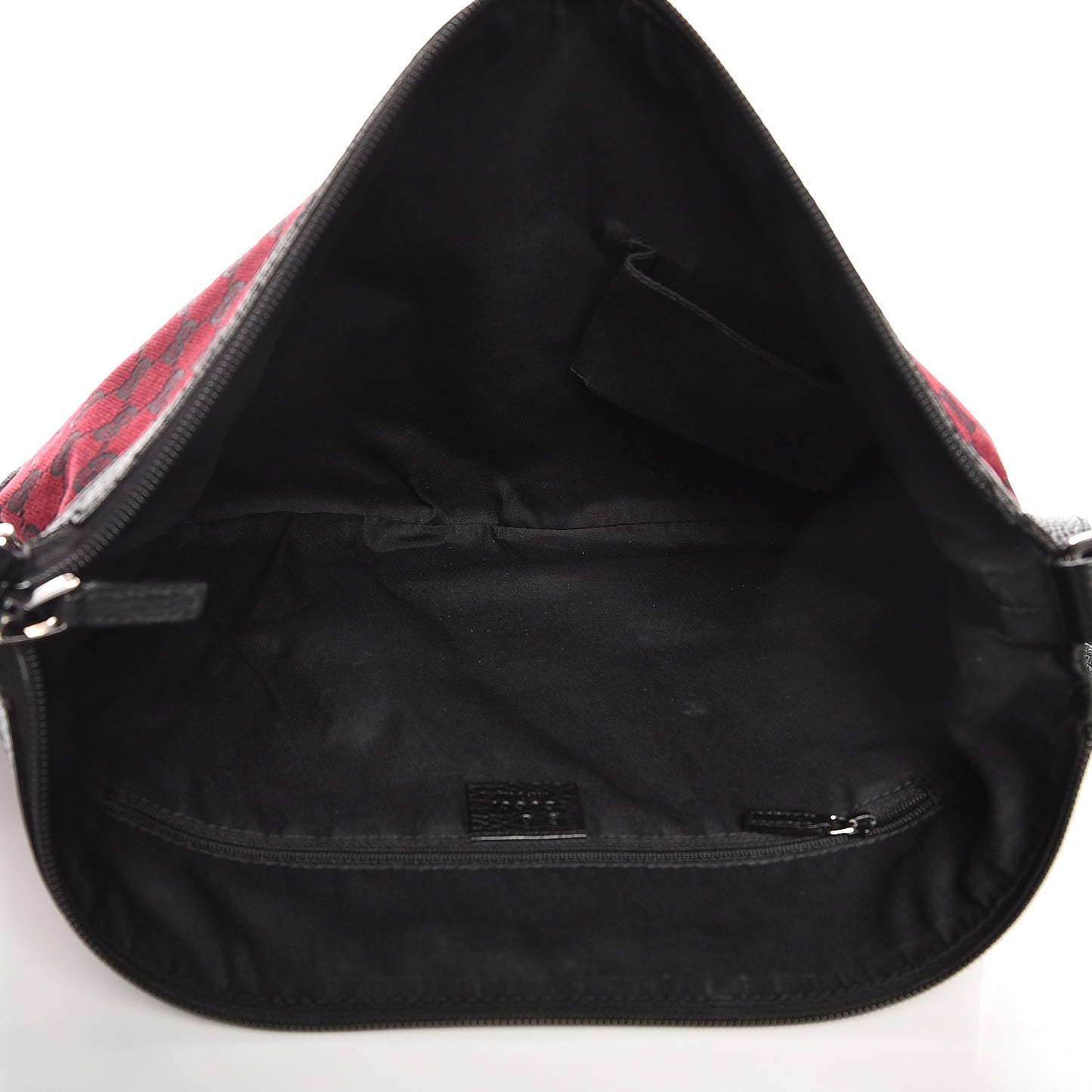 Denim Monogram Large Half Moon Hobo Red