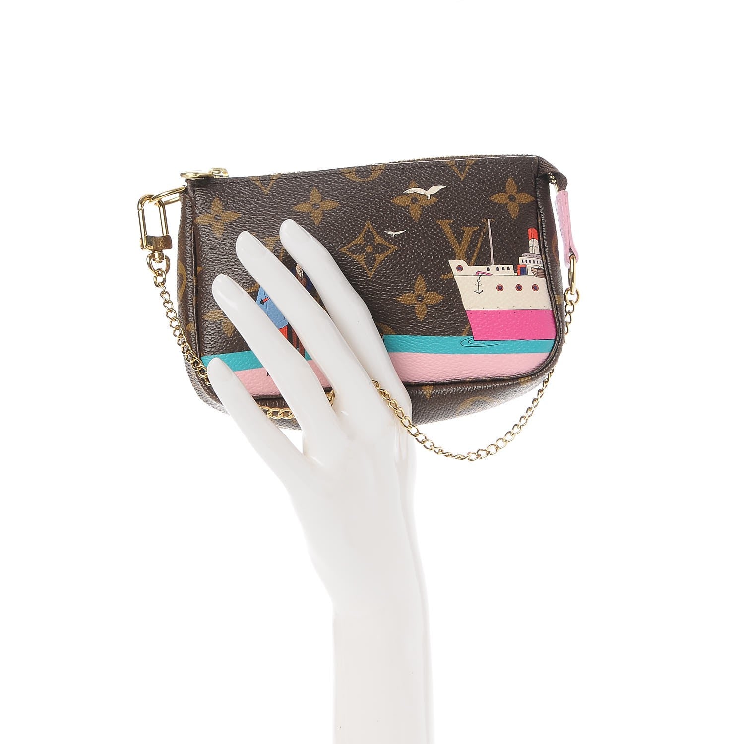 Louis Vuitton Monogram 2016 Christmas Animation Mini Pochette Accessories Rose Ballerine 2 of 7