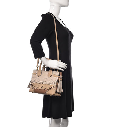 Burberry Calfskin Broguing Small Banner Tote Chino Multicolor 2 of 17