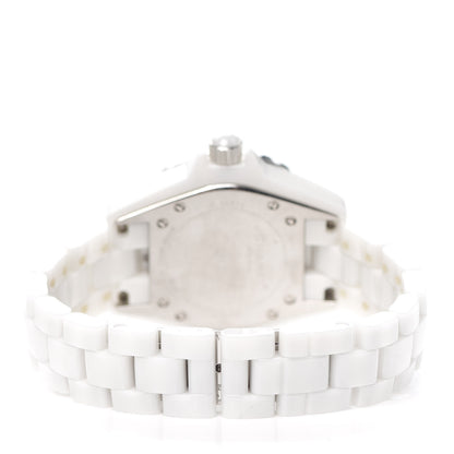 Chanel Stainless Steel Ceramic Diamond 33mm J12 Quartz Watch White 3 of 4