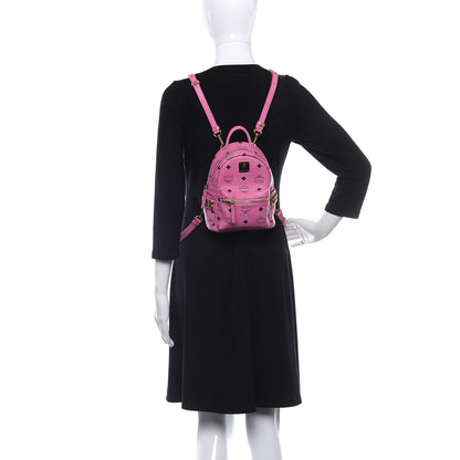 MCM Visetos Side Stud X-Mini Stark Bebe Boo Backpack Pink 2 of 11