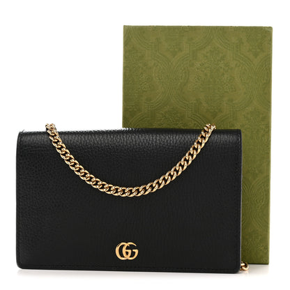Gucci Dollar Calfskin Mini GG Marmont Chain Wallet Black 14 of 14