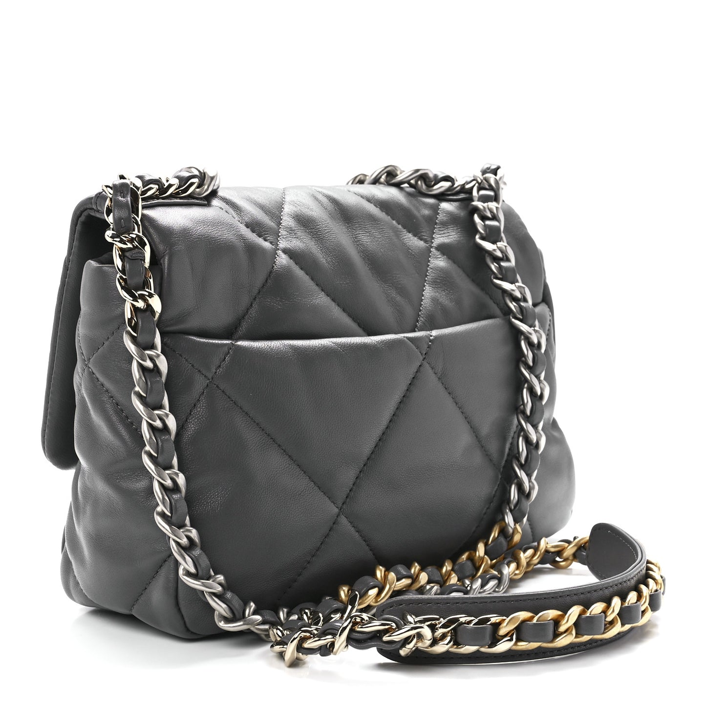 Lambskin Quilted Medium Chanel 19 Flap Dark Grey