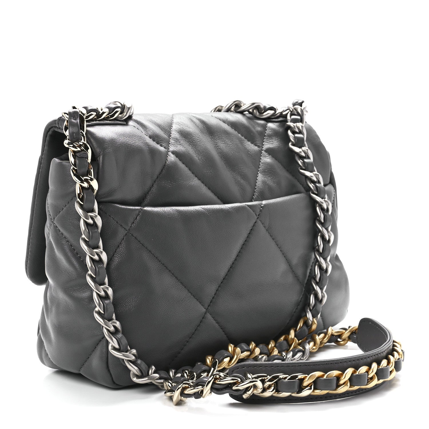 Chanel Lambskin Quilted Medium Chanel 19 Flap Dark Grey 2 of 10