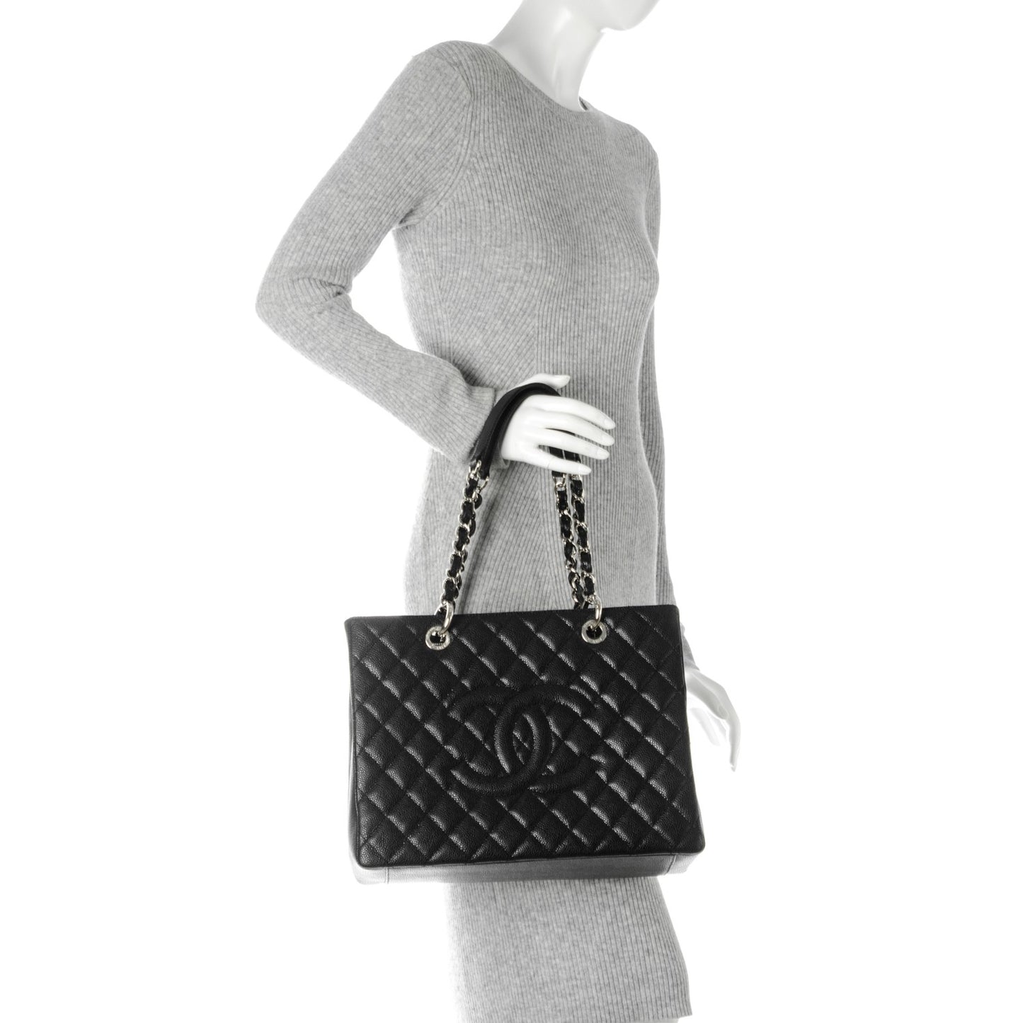 Caviar Quilted Grand Shopping Tote GST Black