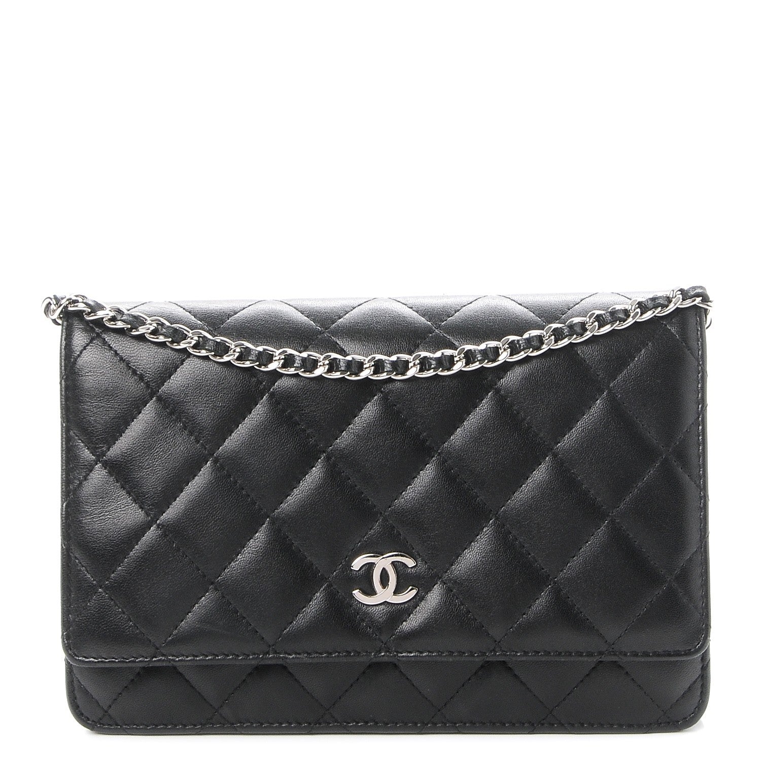Chanel Lambskin Quilted Wallet On Chain WOC Black 1 of 10