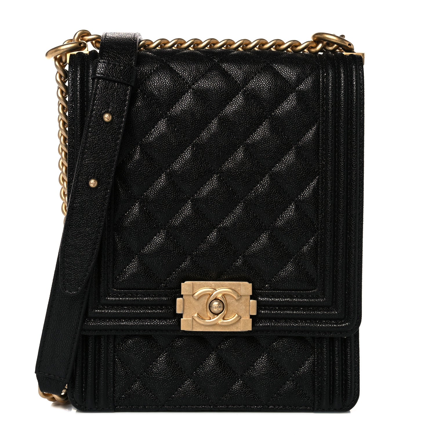 Chanel Caviar Quilted North South Boy Flap Black 1 of 10